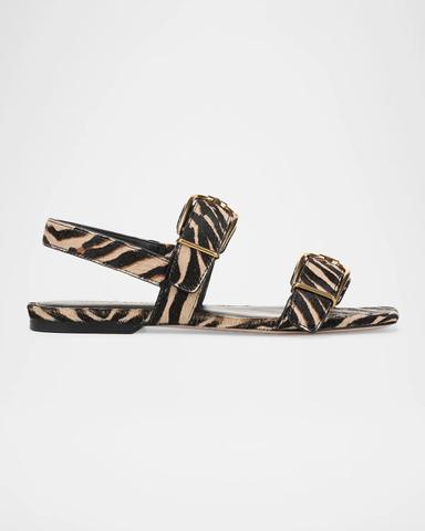 Veronica Beard Maglio Zebra Calf Hair Slingback Flat Sandals | Thumbnail 1