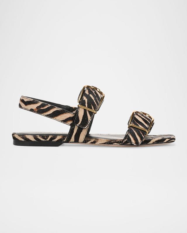 Maglio Zebra Calf Hair Slingback Flat Sandals