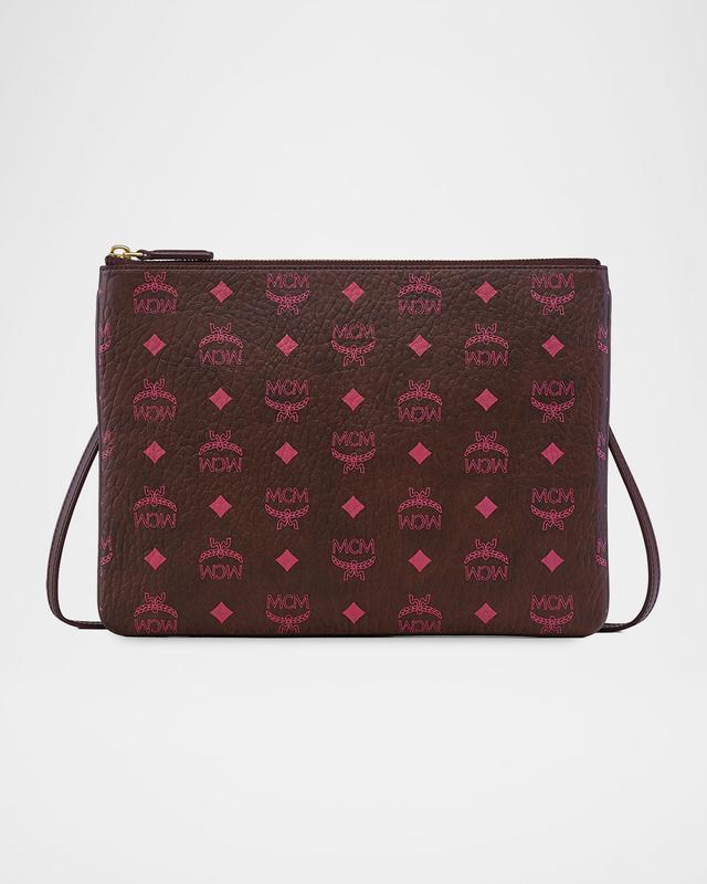 MCM Medium Aren Visetos Flat Crossbody Pouch Bag
