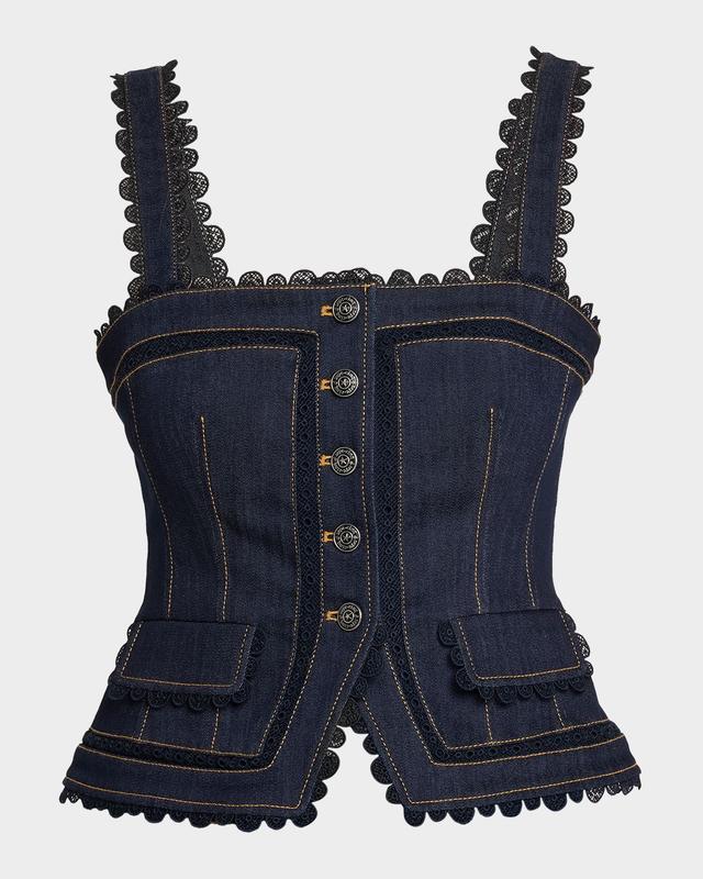 Cinq a Sept Cotton-Blend Lace-Trim Top