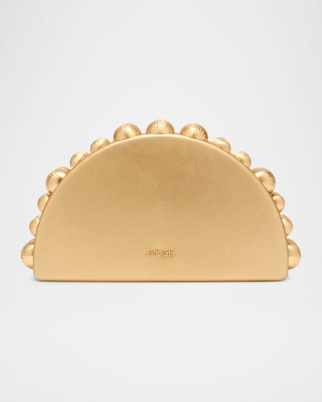 Cult Gaia Gili Crescent Metallic Leather Clutch BAg
