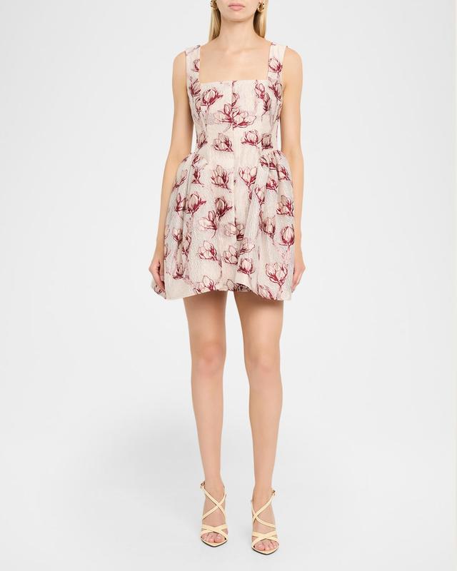 Erin Ruched Floral Jacquard Mini Dress