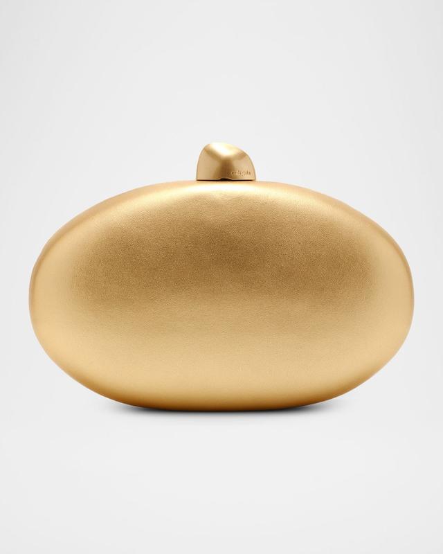 Cult Gaia Eviana Metallic Leather Oval Clutch Bag