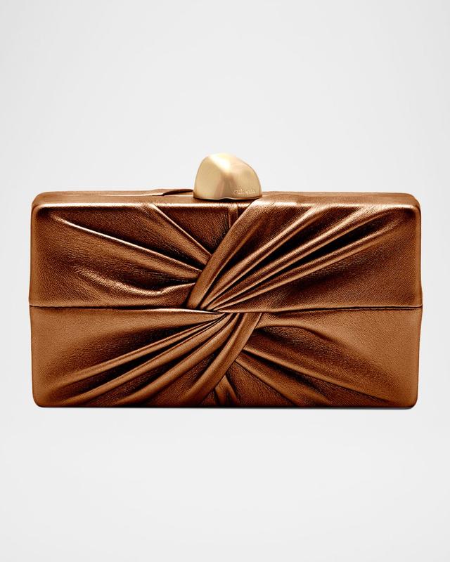 Cult Gaia Lisse Twisted Metallic Leather Clutch Bag