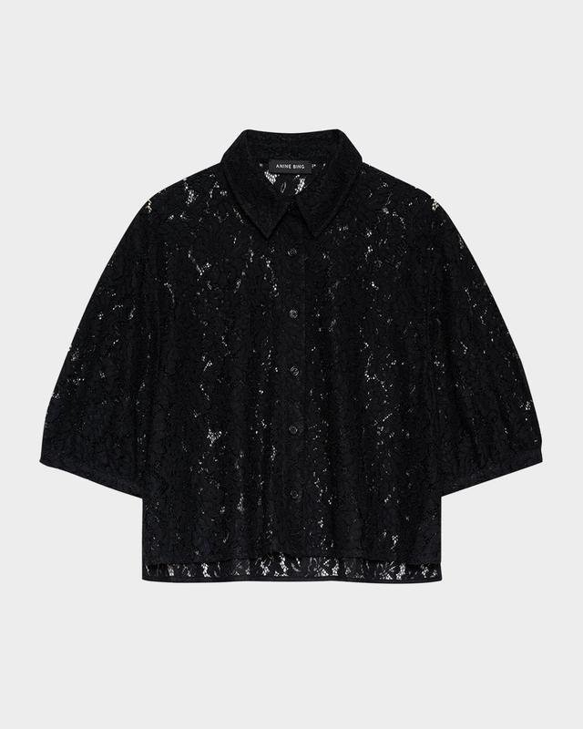 ANINE BING Shayna Lace Crop Top