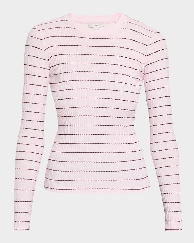 Vince Stripe Long-Sleeve Rib-Knit Tee