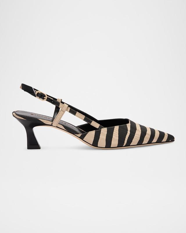 50mm Vinnie Zebra Moire Slingback Pumps