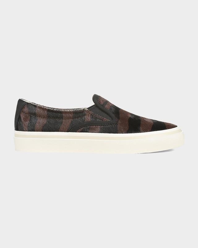 Vince Blair Striped Calf Hair Slip-On Sneakers