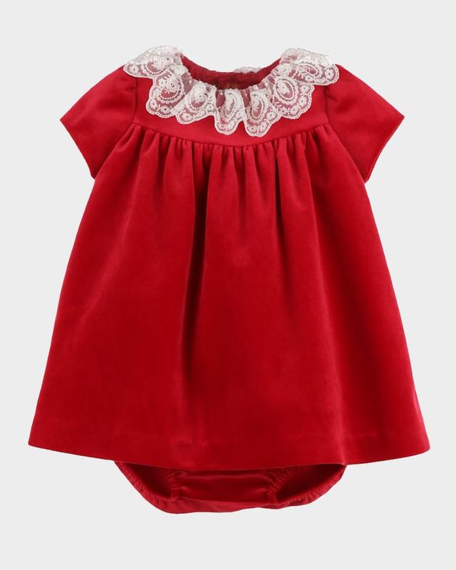 Luli & Me Girl 's Velvet Dress & Bloomers Set, Size NB-24M