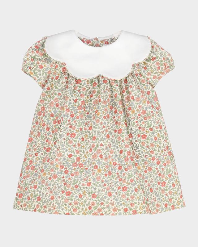 Luli & Me Girl 's Floral Cotton Scalloped-Collar Dress, Size 6M-4T
