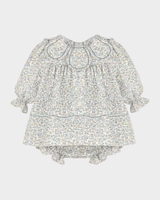 Luli & Me Girl 's Floral Petal Dress & Bloomers Set, Size 3M-24M