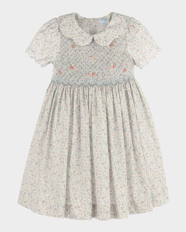 Luli & Me Girl 's Fall Blossom Smocked Cotton Dress, Size 2T-6