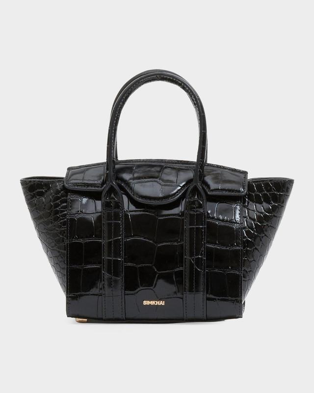 SIMKHAI Nicola Mini Croc-Embossed Leather Tote Bag