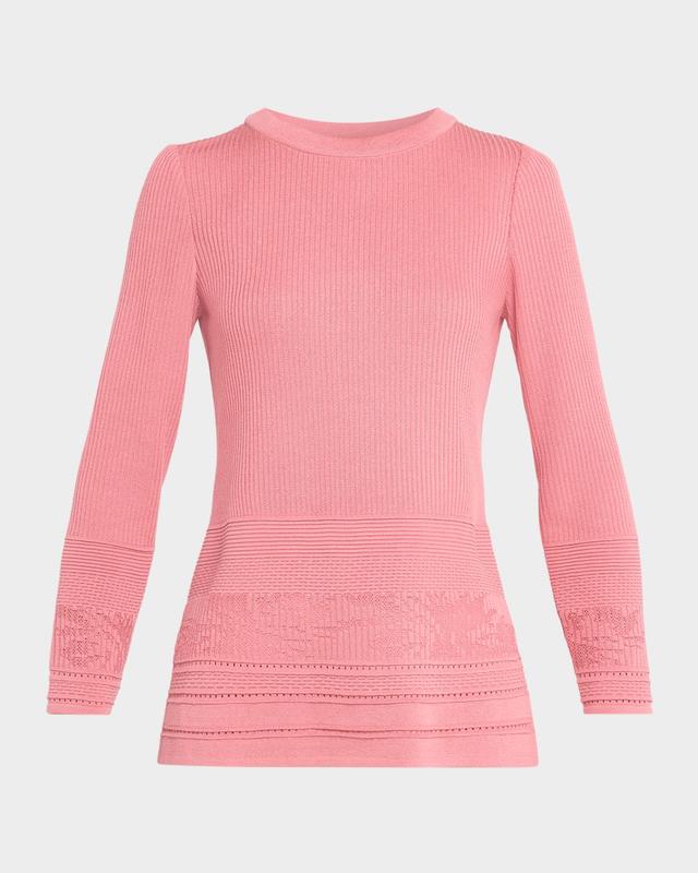 Misook Pointelle Knit Ribbed Tunic