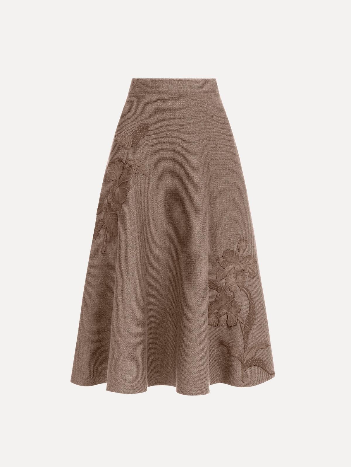 Oscar de la Renta Hibiscus Embroidered Knit Skirt | Thumbnail 7 Oscar de la Renta Hibiscus Embroidered Knit Skirt | Thumbnail 7