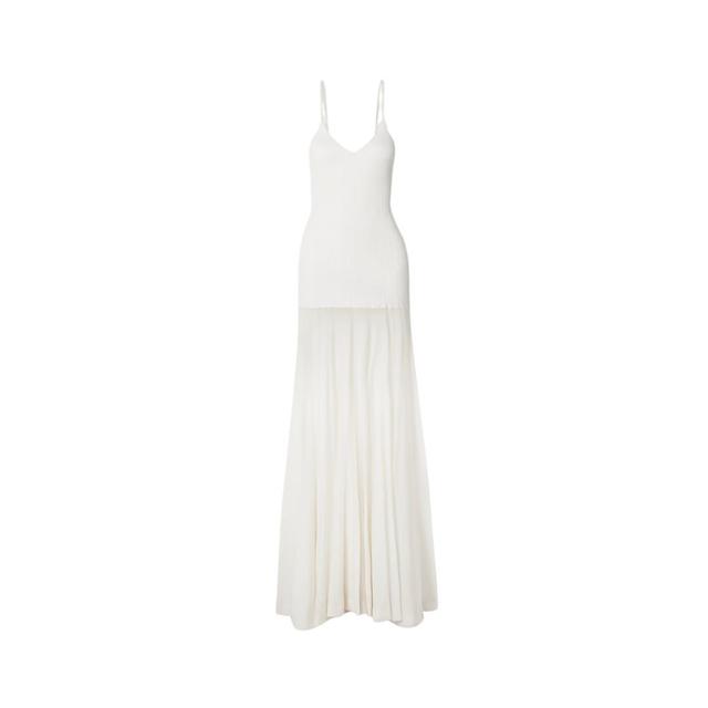 Katya Paneled Ribbed-Knit Jersey Gown