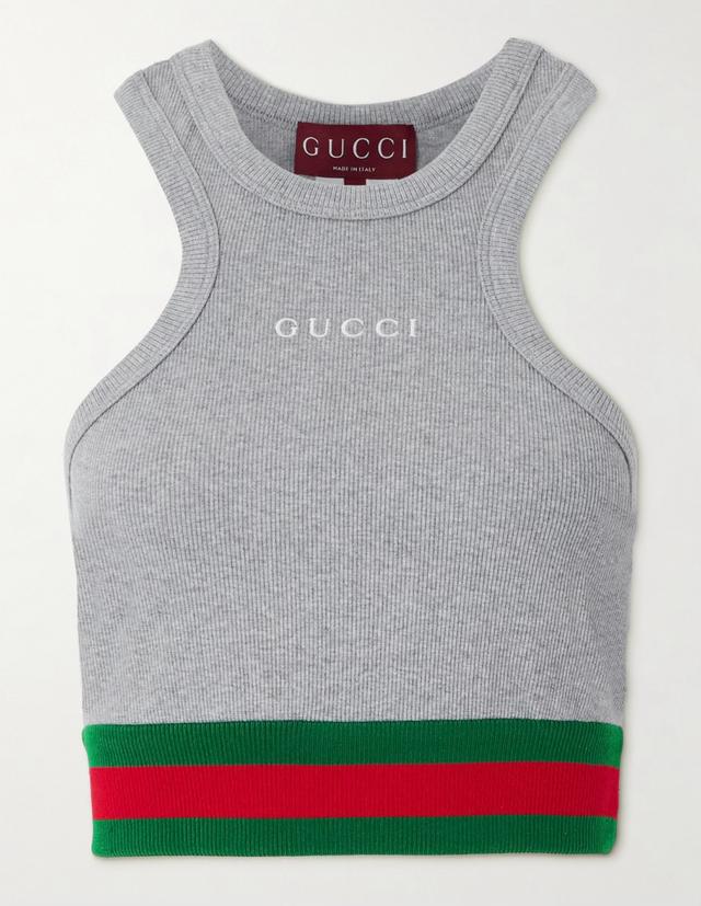 Logo-Embroidered Ribbed Cotton-Blend Jersey Tank Top