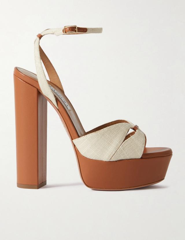 Villette 140 Linen & Leather Platform Sandals