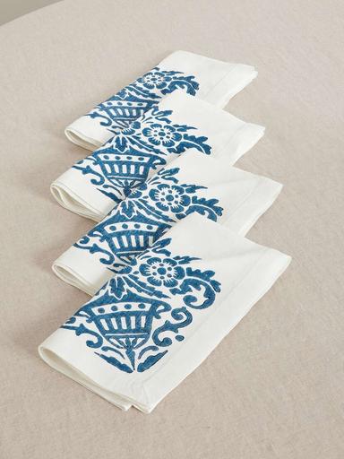 Cabana Mirandola Set Of Four Printed Linen Napkins | Thumbnail 1 Cabana Mirandola Set Of Four Printed Linen Napkins | Thumbnail 1