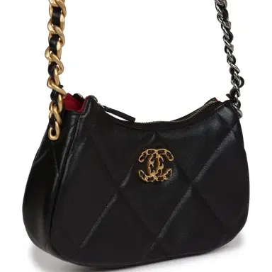 Chanel Chanel 19 Hobo Chain Clutch Bag Black Calfskin Mixed Metal Hardware | Thumbnail 2 Chanel Chanel 19 Hobo Chain Clutch Bag Black Calfskin Mixed Metal Hardware | Thumbnail 2