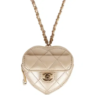 Chanel Chanel CC In Love Heart Necklace Bag Gold Lambskin Light Gold Hardware | Thumbnail 1 Chanel Chanel CC In Love Heart Necklace Bag Gold Lambskin Light Gold Hardware | Thumbnail 1