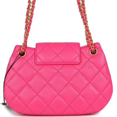 Chanel Chanel CC Mini Shoulder Bag Fuchsia Lambskin Antique Gold Hardware | Thumbnail 4 Chanel Chanel CC Mini Shoulder Bag Fuchsia Lambskin Antique Gold Hardware | Thumbnail 4