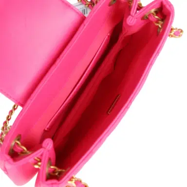 Chanel Chanel CC Mini Shoulder Bag Fuchsia Lambskin Antique Gold Hardware | Thumbnail 9 Chanel Chanel CC Mini Shoulder Bag Fuchsia Lambskin Antique Gold Hardware | Thumbnail 9