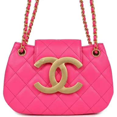 Chanel Chanel CC Mini Shoulder Bag Fuchsia Lambskin Antique Gold Hardware | Thumbnail 1 Chanel Chanel CC Mini Shoulder Bag Fuchsia Lambskin Antique Gold Hardware | Thumbnail 1