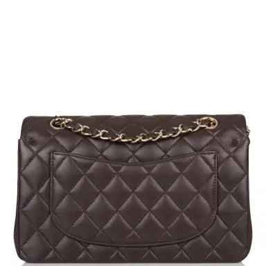 Chanel Chanel Dark Brown Quilted Lambskin Small Classic Double Flap Bag Light Gold Hardware | Thumbnail 4 Chanel Chanel Dark Brown Quilted Lambskin Small Classic Double Flap Bag Light Gold Hardware | Thumbnail 4
