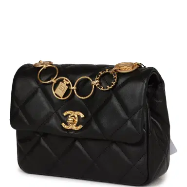 Chanel Chanel Mini Charms Flap Bag Black Lambskin Brushed Gold Hardware | Thumbnail 3 Chanel Chanel Mini Charms Flap Bag Black Lambskin Brushed Gold Hardware | Thumbnail 3