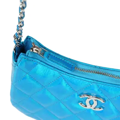 Chanel Chanel Mini Hobo Bag Blue Metallic Goatskin Silver Hardware | Thumbnail 9 Chanel Chanel Mini Hobo Bag Blue Metallic Goatskin Silver Hardware | Thumbnail 9