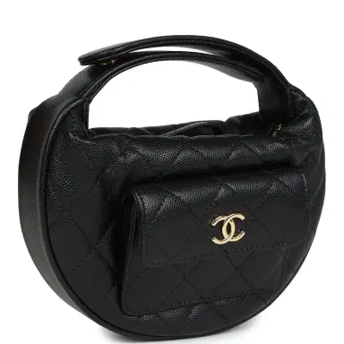 Chanel Chanel Mini Round Hobo Pouch Bag Black Caviar Gold Hardware | Thumbnail 2 Chanel Chanel Mini Round Hobo Pouch Bag Black Caviar Gold Hardware | Thumbnail 2