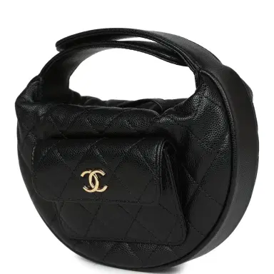 Chanel Chanel Mini Round Hobo Pouch Bag Black Caviar Gold Hardware | Thumbnail 5 Chanel Chanel Mini Round Hobo Pouch Bag Black Caviar Gold Hardware | Thumbnail 5