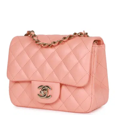 Chanel Chanel Mini Square Flap Pink Lambskin Light Gold Hardware | Thumbnail 5 Chanel Chanel Mini Square Flap Pink Lambskin Light Gold Hardware | Thumbnail 5