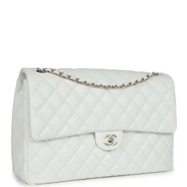 Chanel Chanel XXL Flap Bag White Shiny Caviar Light Gold Hardware | Thumbnail 2 Chanel Chanel XXL Flap Bag White Shiny Caviar Light Gold Hardware | Thumbnail 2