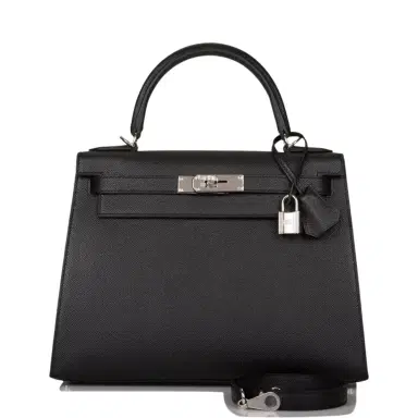 HERMÈS Hermes Black Epsom Sellier Kelly 28cm Palladium Hardware | Thumbnail 1 HERMÈS Hermes Black Epsom Sellier Kelly 28cm Palladium Hardware | Thumbnail 1