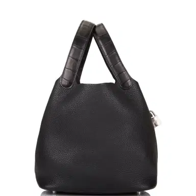 HERMÈS Hermes Black Matte Alligator/Clemence Picotin "Touch" 22cm | Thumbnail 3 HERMÈS Hermes Black Matte Alligator/Clemence Picotin "Touch" 22cm | Thumbnail 3