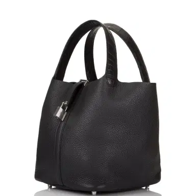 HERMÈS Hermes Black Matte Alligator/Clemence Picotin "Touch" 22cm | Thumbnail 5 HERMÈS Hermes Black Matte Alligator/Clemence Picotin "Touch" 22cm | Thumbnail 5