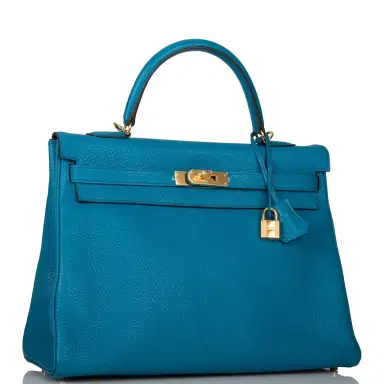 HERMÈS Hermes Bleu Izmir Togo Retourne Kelly 35cm Gold Hardware | Thumbnail 2 HERMÈS Hermes Bleu Izmir Togo Retourne Kelly 35cm Gold Hardware | Thumbnail 2