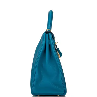 HERMÈS Hermes Bleu Izmir Togo Retourne Kelly 35cm Gold Hardware | Thumbnail 3 HERMÈS Hermes Bleu Izmir Togo Retourne Kelly 35cm Gold Hardware | Thumbnail 3