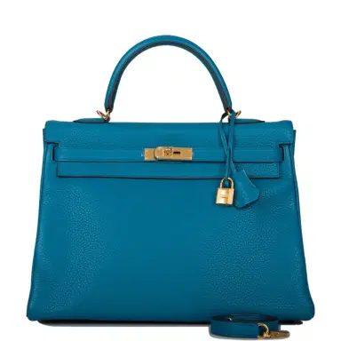 HERMÈS Hermes Bleu Izmir Togo Retourne Kelly 35cm Gold Hardware | Thumbnail 1 HERMÈS Hermes Bleu Izmir Togo Retourne Kelly 35cm Gold Hardware | Thumbnail 1