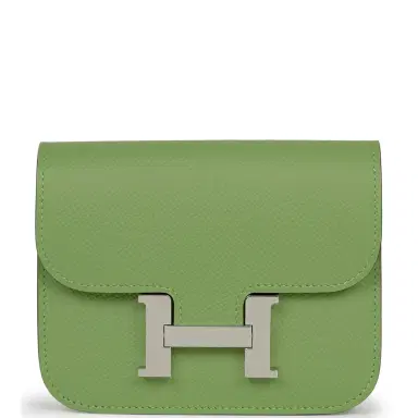 HERMÈS Hermes Constance Slim Wallet Vert Criquet Epsom Palladium Hardware | Thumbnail 1 HERMÈS Hermes Constance Slim Wallet Vert Criquet Epsom Palladium Hardware | Thumbnail 1