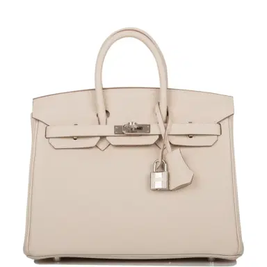 HERMÈS Hermes Craie Togo Birkin 25cm Palladium Hardware | Thumbnail 1 HERMÈS Hermes Craie Togo Birkin 25cm Palladium Hardware | Thumbnail 1