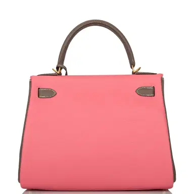 HERMÈS Hermes Horseshoe Stamp (HSS) Bi-Color Rose Azalee and Etoupe Clemence Kelly 28cm Brushed Gold Hardware | Thumbnail 4 HERMÈS Hermes Horseshoe Stamp (HSS) Bi-Color Rose Azalee and Etoupe Clemence Kelly 28cm Brushed Gold Hardware | Thumbnail 4