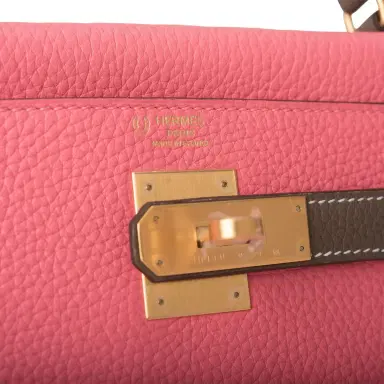 HERMÈS Hermes Horseshoe Stamp (HSS) Bi-Color Rose Azalee and Etoupe Clemence Kelly 28cm Brushed Gold Hardware | Thumbnail 7 HERMÈS Hermes Horseshoe Stamp (HSS) Bi-Color Rose Azalee and Etoupe Clemence Kelly 28cm Brushed Gold Hardware | Thumbnail 7
