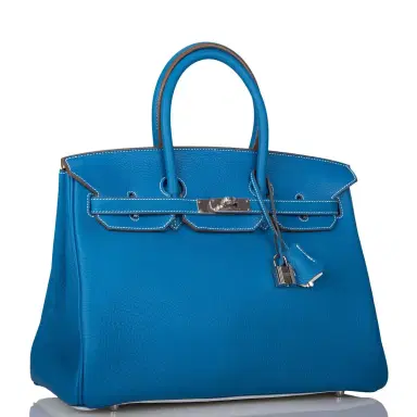 HERMÈS Hermes Mykonos and White Clemence Eclat Birkin 35cm Palladium Hardware | Thumbnail 2 HERMÈS Hermes Mykonos and White Clemence Eclat Birkin 35cm Palladium Hardware | Thumbnail 2