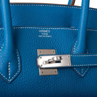 HERMÈS Hermes Mykonos and White Clemence Eclat Birkin 35cm Palladium Hardware | Thumbnail 7 HERMÈS Hermes Mykonos and White Clemence Eclat Birkin 35cm Palladium Hardware | Thumbnail 7