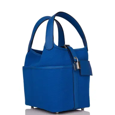 HERMÈS Hermes Picotin Cargo 18 Bleu France Swift and Toile Canvas Palladium Hardware | Thumbnail 2 HERMÈS Hermes Picotin Cargo 18 Bleu France Swift and Toile Canvas Palladium Hardware | Thumbnail 2