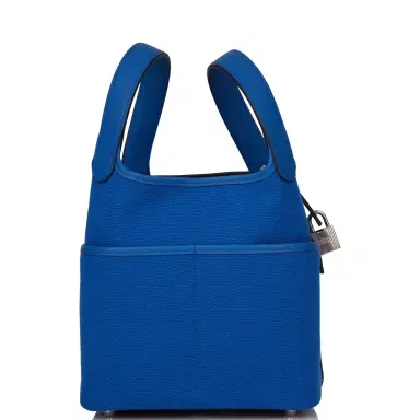 HERMÈS Hermes Picotin Cargo 18 Bleu France Swift and Toile Canvas Palladium Hardware | Thumbnail 3 HERMÈS Hermes Picotin Cargo 18 Bleu France Swift and Toile Canvas Palladium Hardware | Thumbnail 3