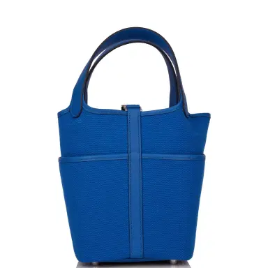 HERMÈS Hermes Picotin Cargo 18 Bleu France Swift and Toile Canvas Palladium Hardware | Thumbnail 4 HERMÈS Hermes Picotin Cargo 18 Bleu France Swift and Toile Canvas Palladium Hardware | Thumbnail 4